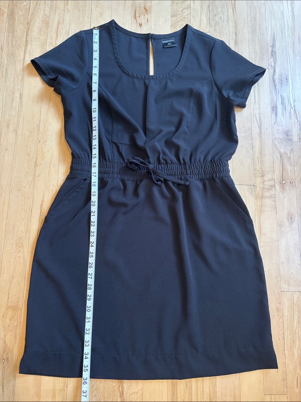 32 Degrees Black Drawstring Waist Mini Dress